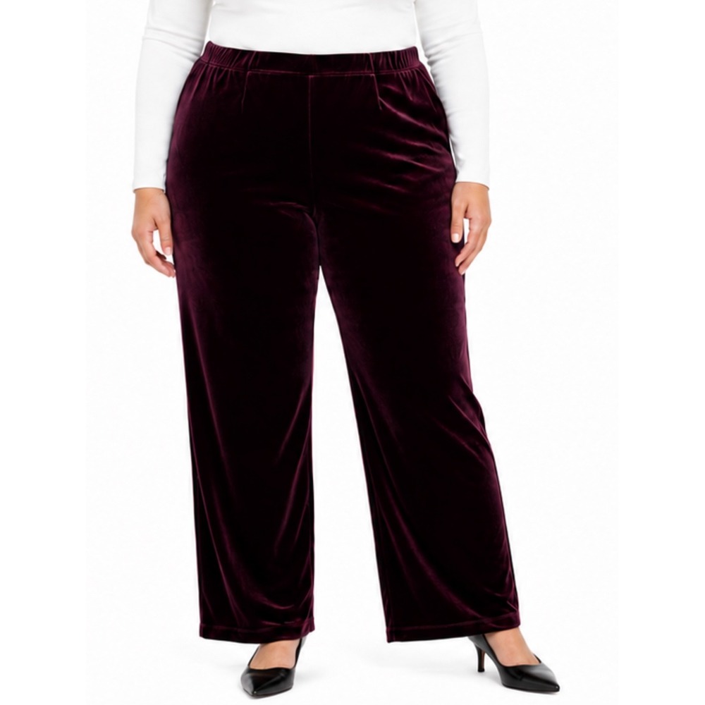 Chico's Travelers Velvet No Tummy Pant Women 3R XL 16 Purple‎ Raisin New Holiday
